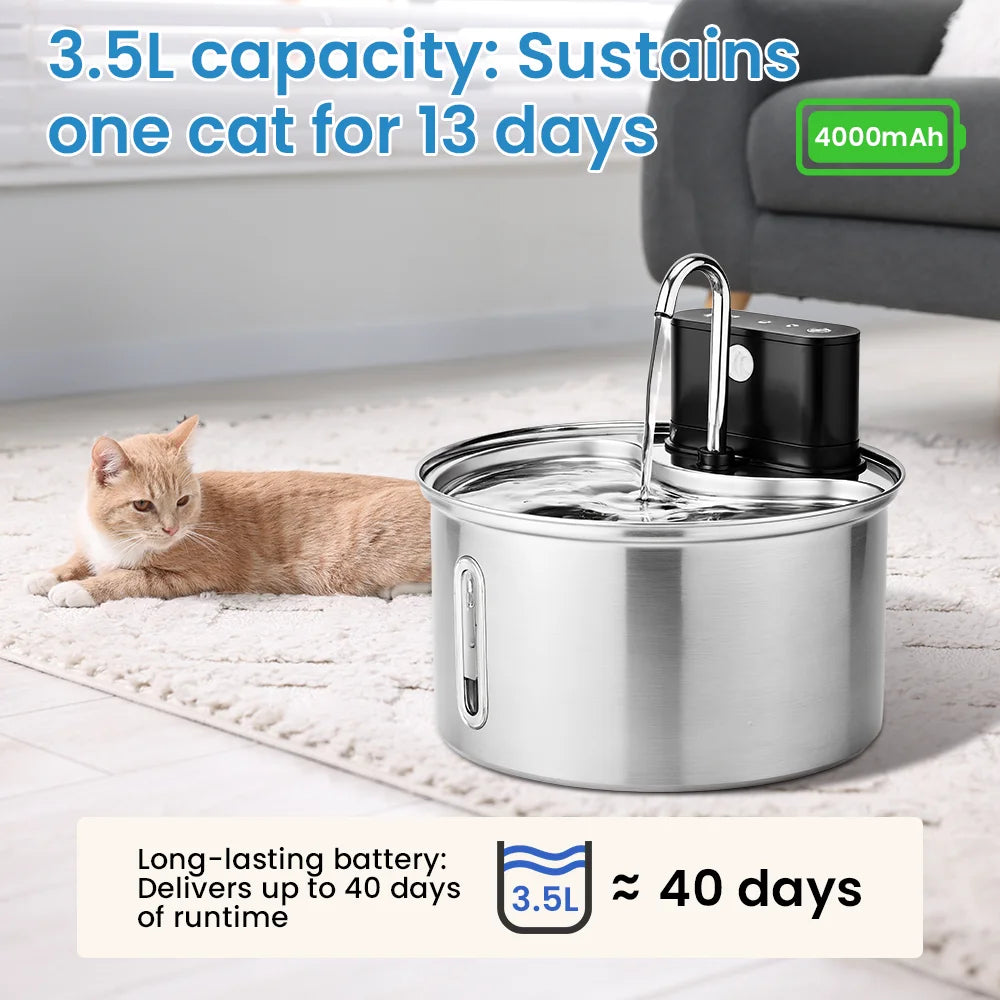 Cityflee Smart Stainless Steel Cat Water Fountain Dispenser
