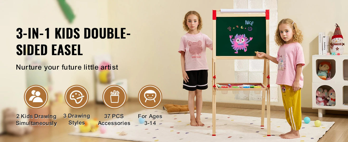 SucceBuy Wooden Magnetic Drawing Board For Kids DoubleSided Whiteboard