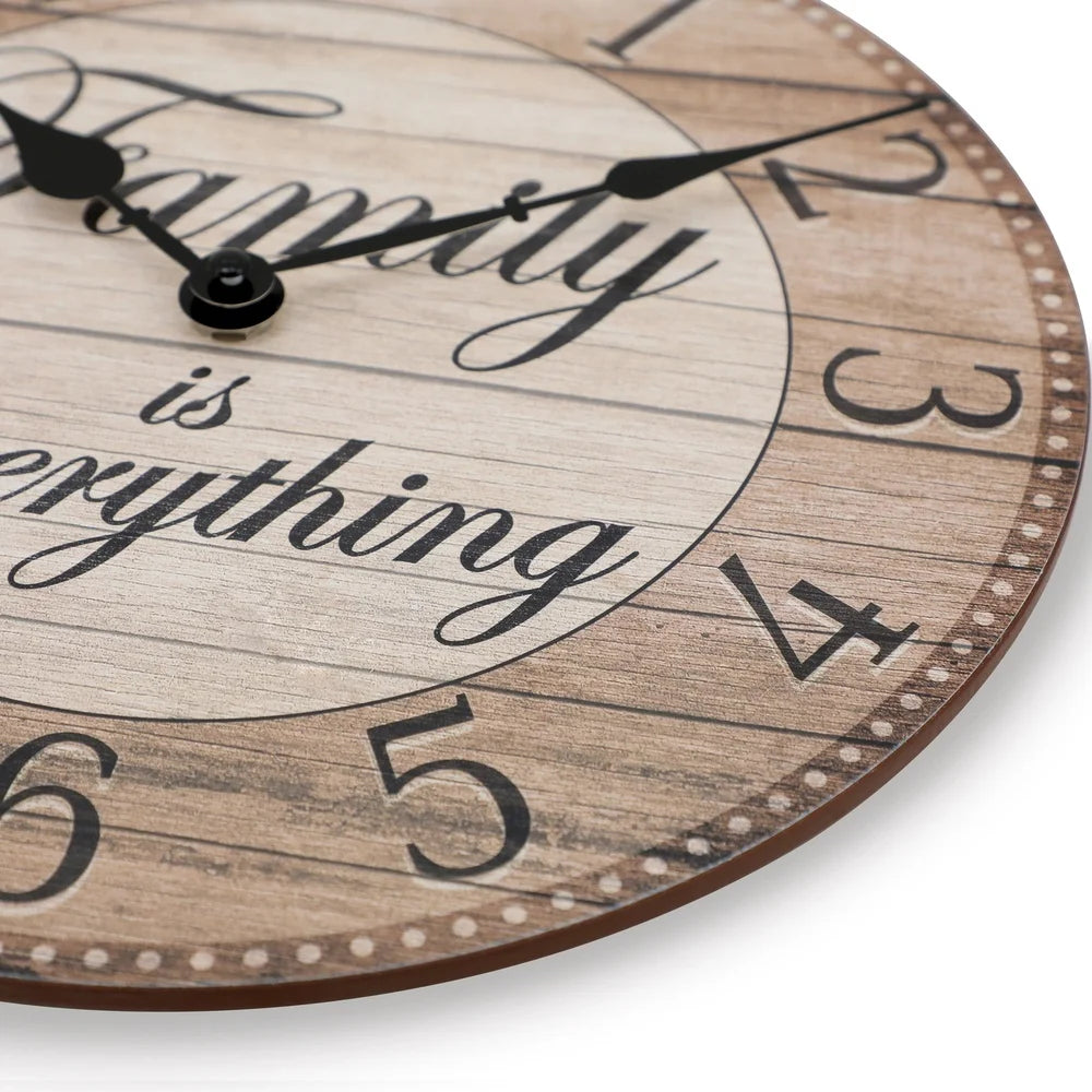 XMSJ Farmhouse Analog Wall Clock With Inspirational Family Is Everything Message