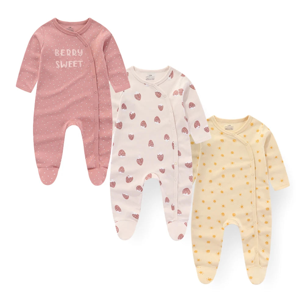Newborn Baby Cotton Long Sleeve Romper Set Unisex 3 Pack