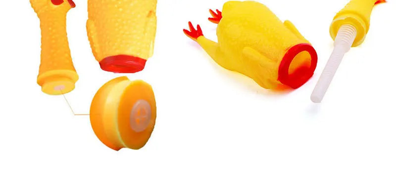 DKSTINYE Squeaky Chicken Dog Toy Rubber Chew Squeaker
