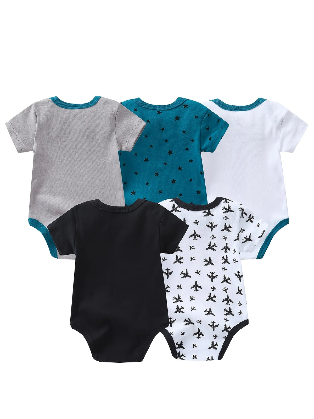 Baby Boy Cotton Short Sleeve Rompers Airplane Bow Tie Design