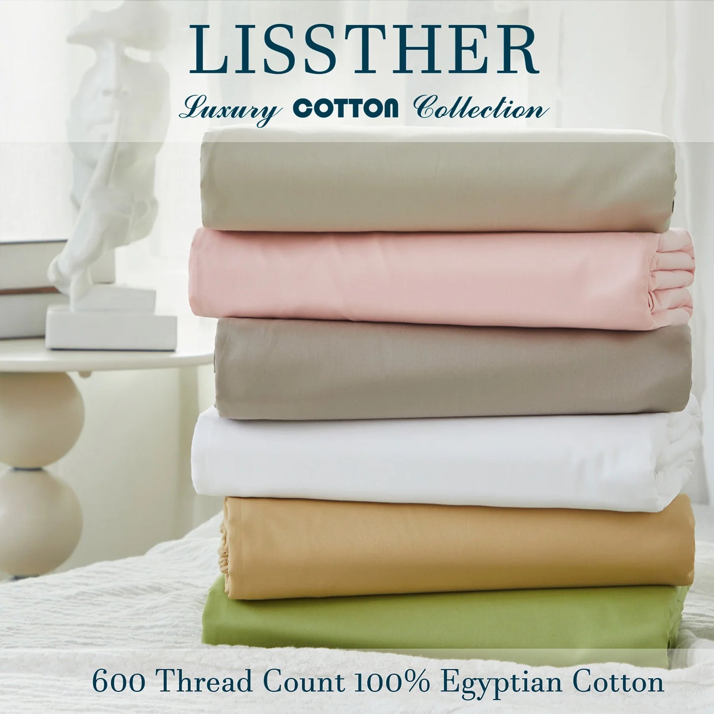 LISSTHERCN Fitted Sheet Set 3 Piece Cotton Bedding