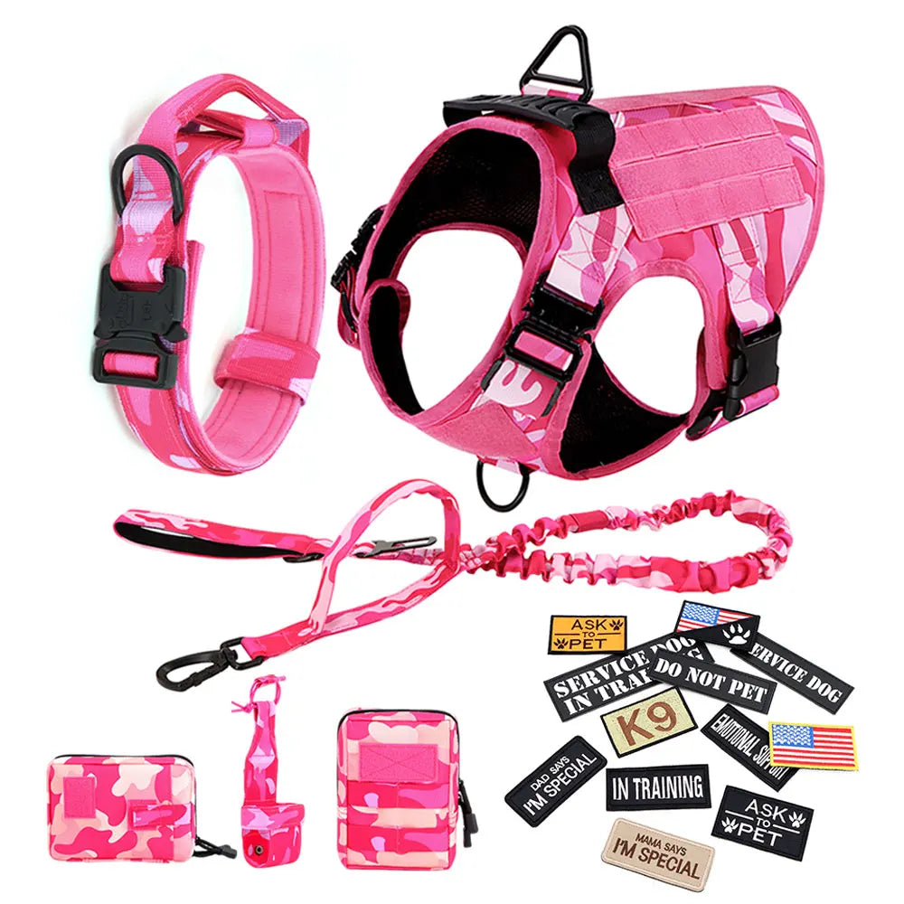 Petravel Dog Harness Tactical Training Vest Nylon Adjustable Camouflage Pattern