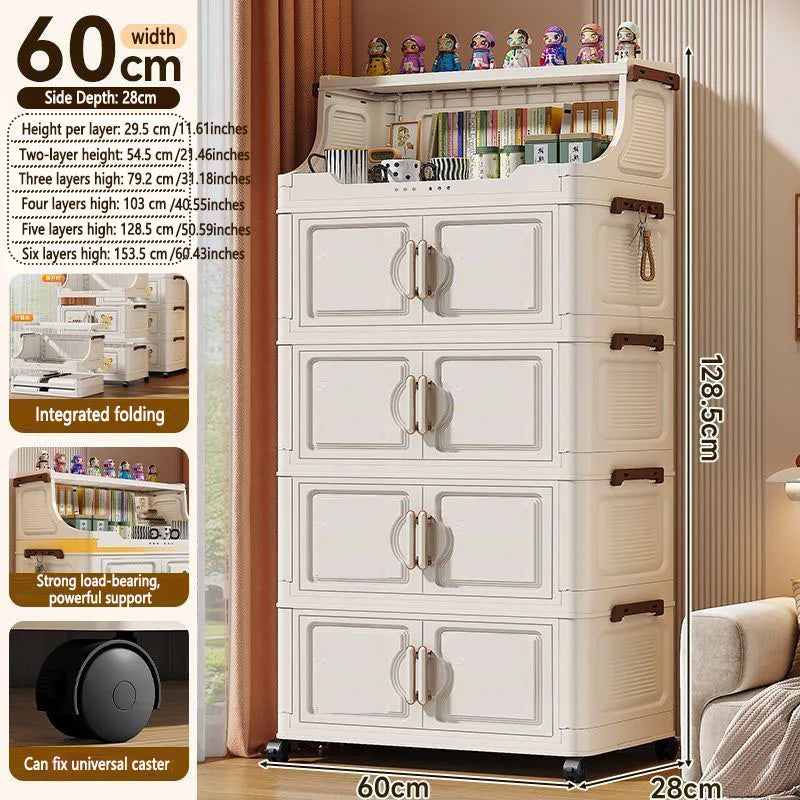 Foldable Plastic Multi Tier Storage Rack For Living Room