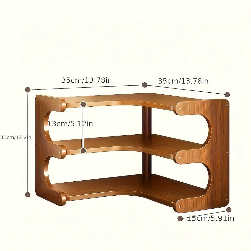 Freestanding Wood Corner Organizer Shelf Multi Tier Storage Rack