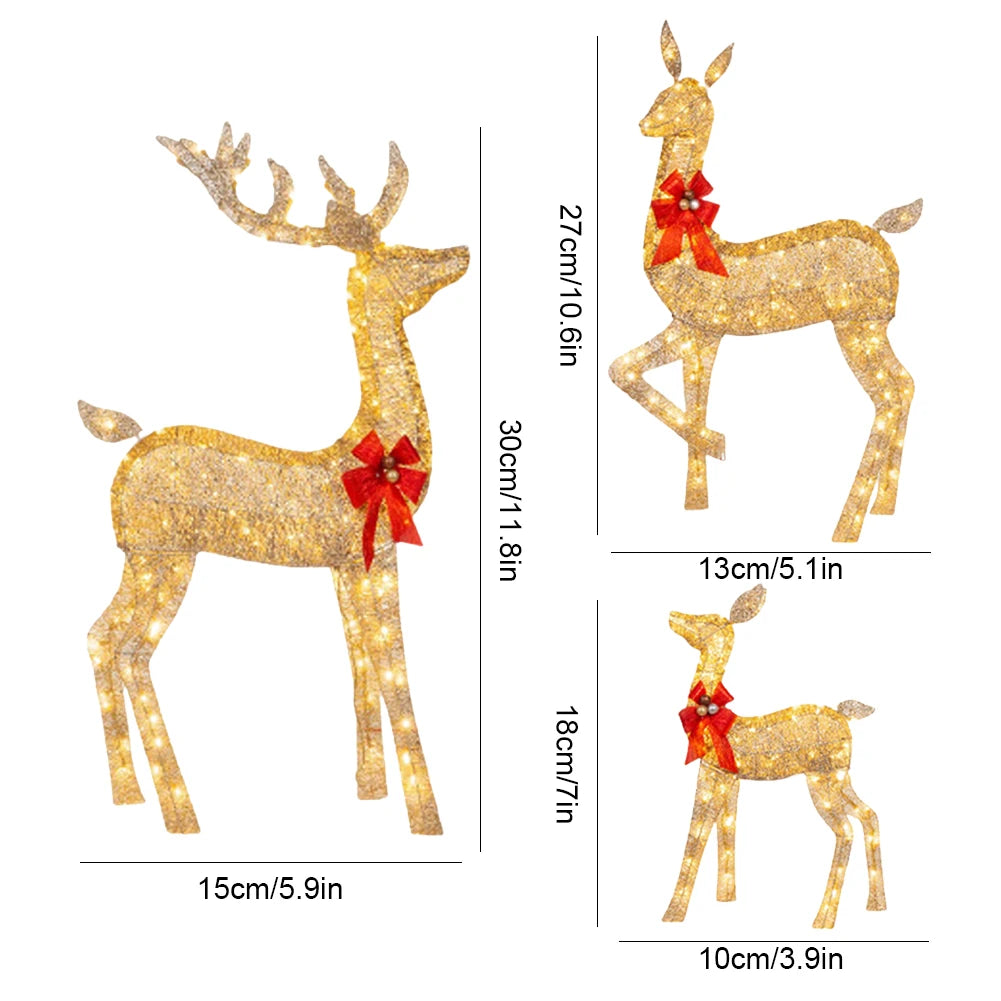 Electronic 3 Piece Christmas Deer Family Decor Lighted Reindeer Set