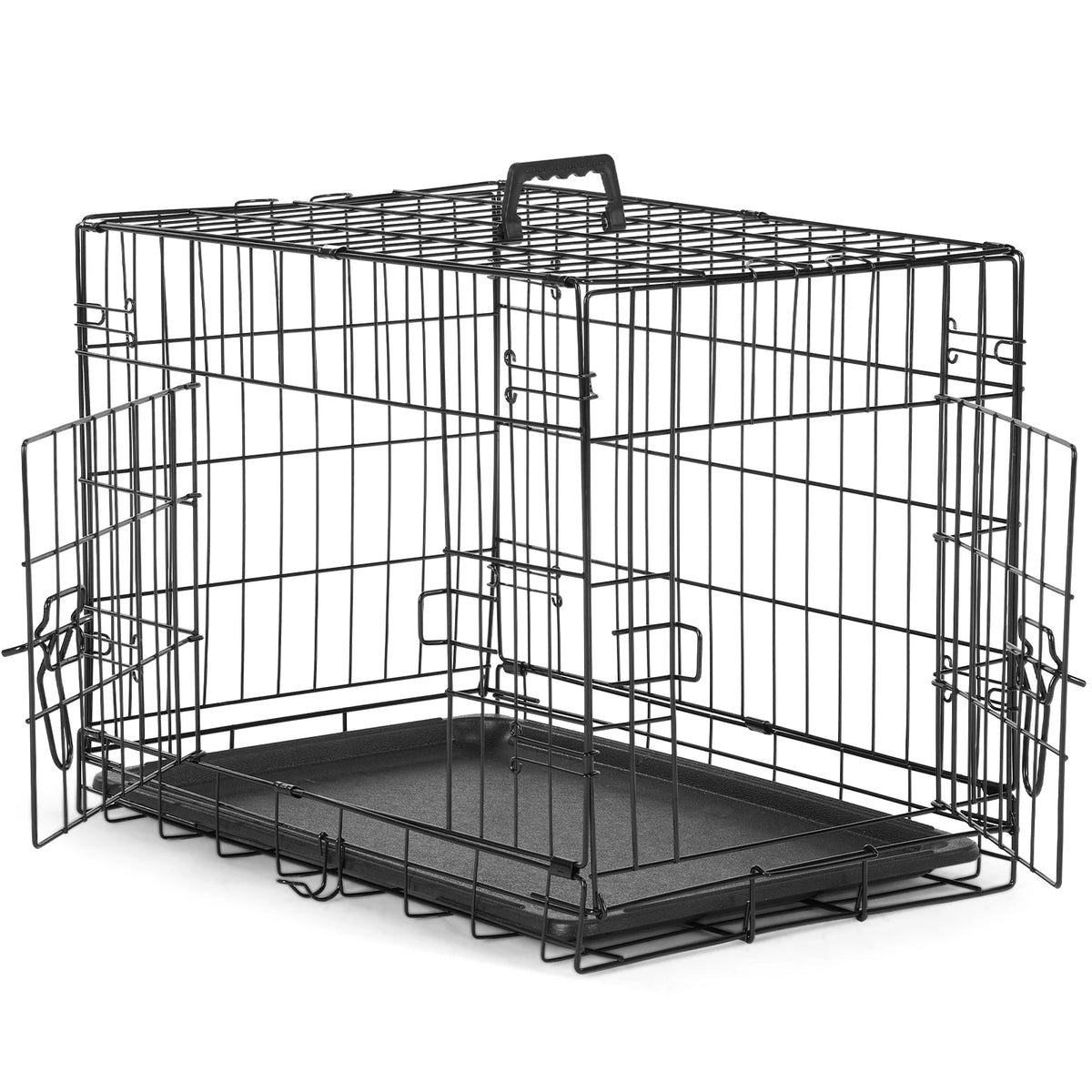 JHK Folding Metal Wire Dog Crate With Leak Proof Pan