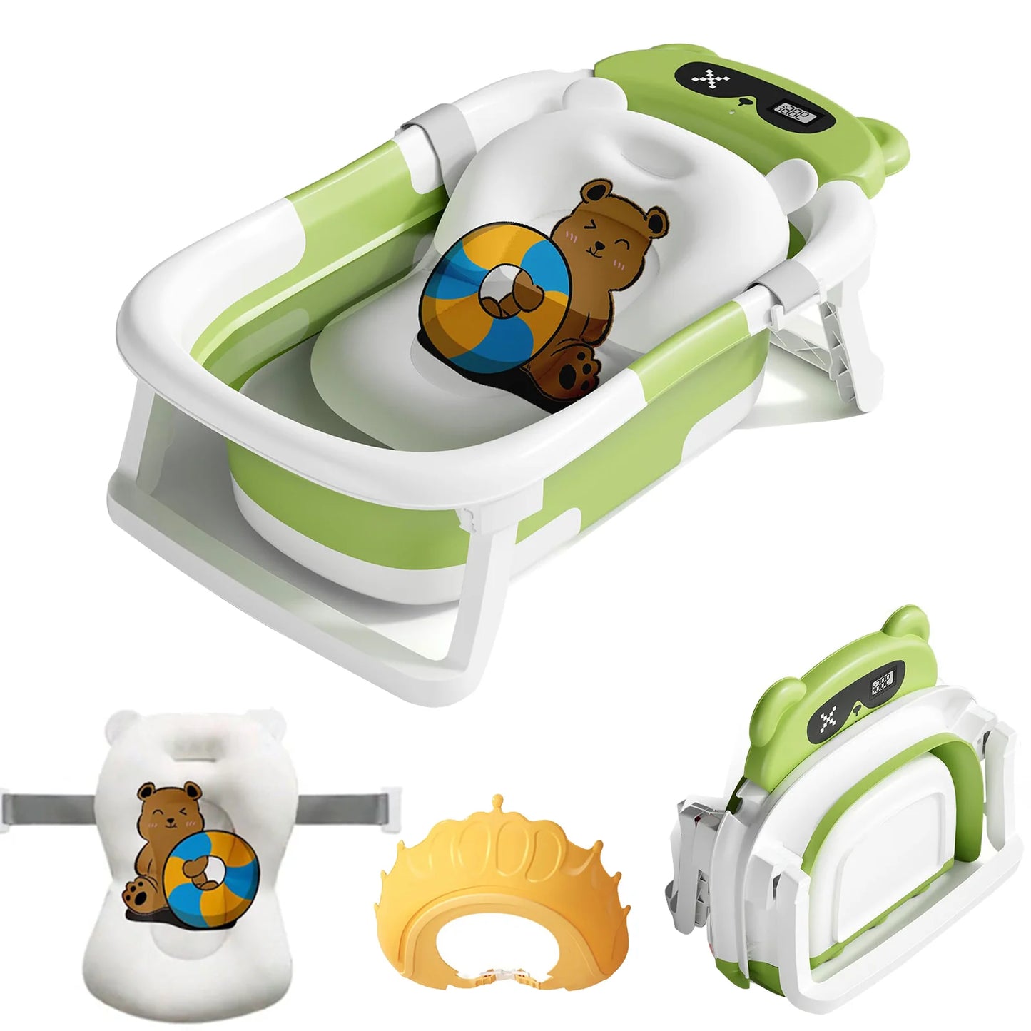 Foldable Baby Bathtub With Bath Cushion And Thermometer
