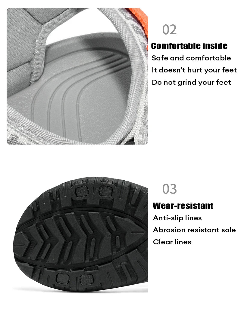 NBGAGA Men Lightweight Hiking Sandals Open Toe Beach Travel Shoes