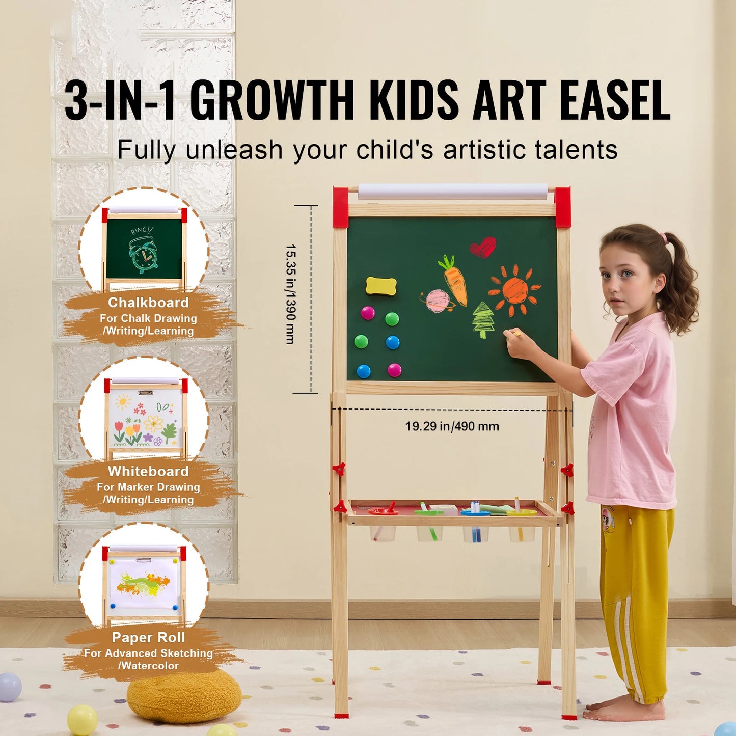 SucceBuy Wooden Magnetic Drawing Board For Kids DoubleSided Whiteboard