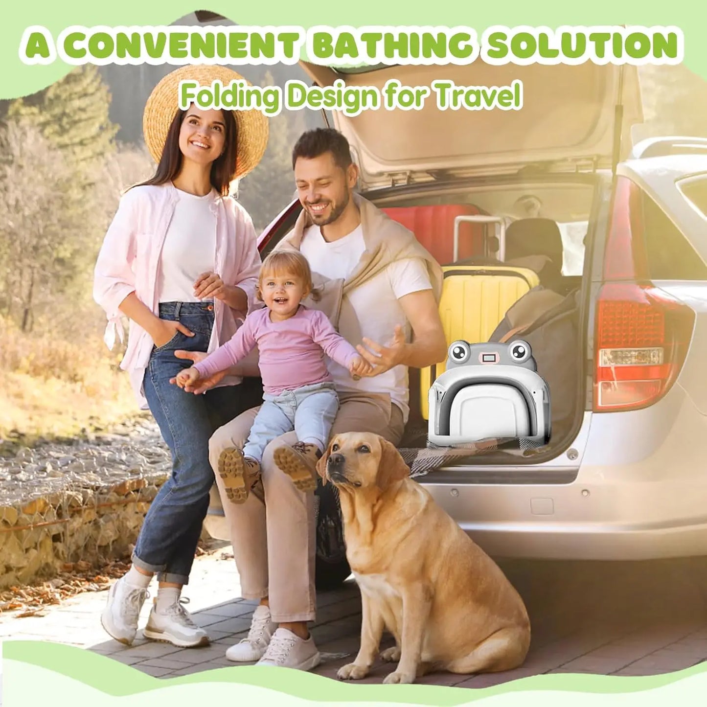 Foldable Baby Bathtub With Bath Cushion And Thermometer