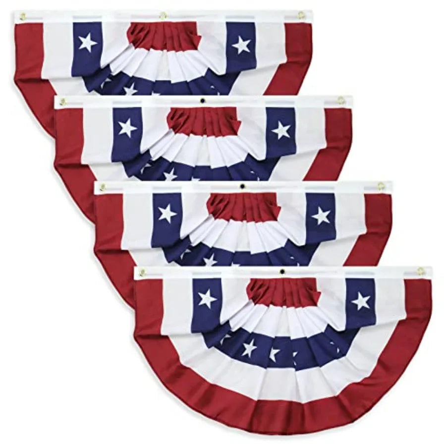 American Pleated Fan Flag Bunting Patriotic Banner Indoor Outdoor