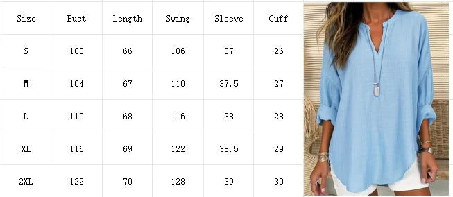 INPETALCN Womens Casual Loose Long Sleeve V Neck T Shirt