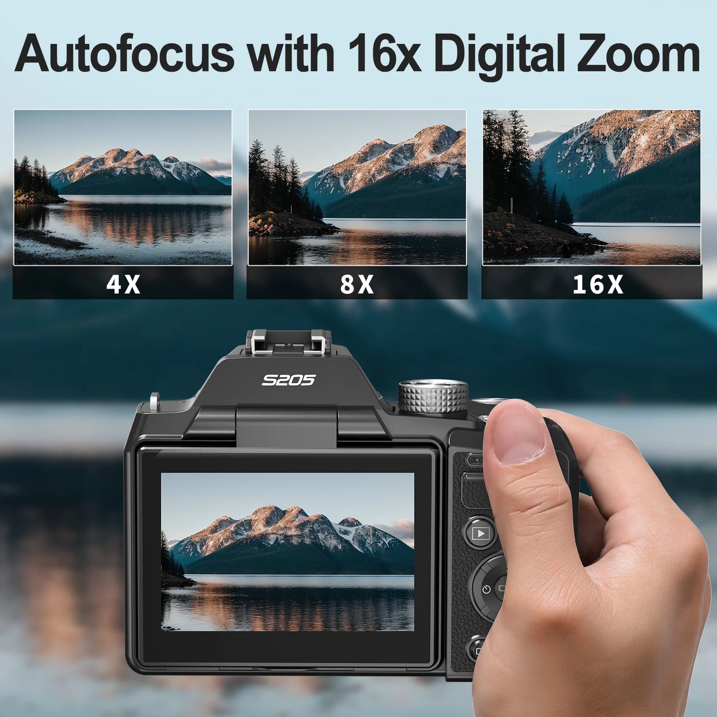 NBD S205E 64MP 5K Digital Camera Flip Screen 16X Zoom