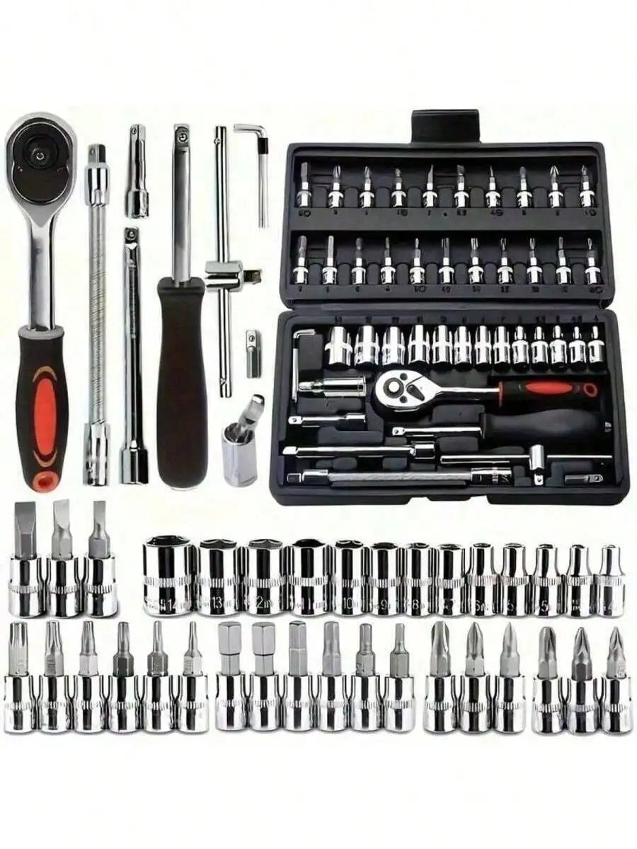 Comprehensive Mechanical Tool Set With Deep And Standard Sockets