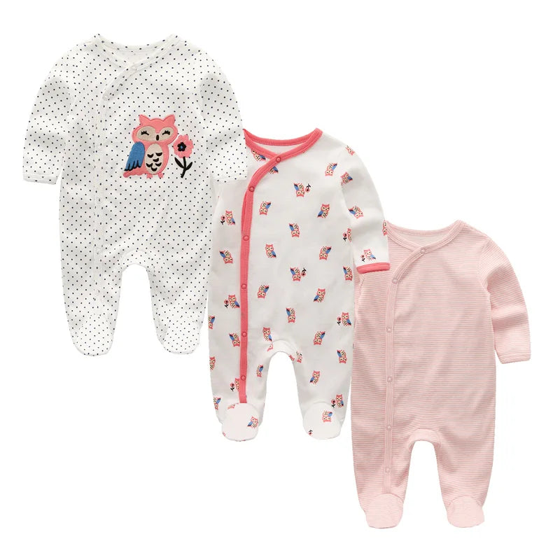 Newborn Baby Cotton Long Sleeve Romper Set Unisex 3 Pack