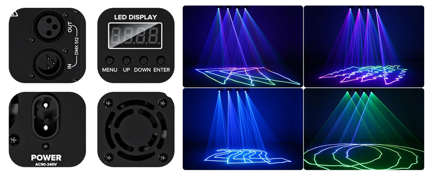 Datewink LED Stage Lights RGB Scanner Beam Projector Stage Lighting Effect DJ Disco Light DMX512 For Wedding Birthday Party Show