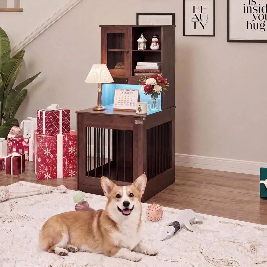 Nightstand with Spacious Kennel for Dogs