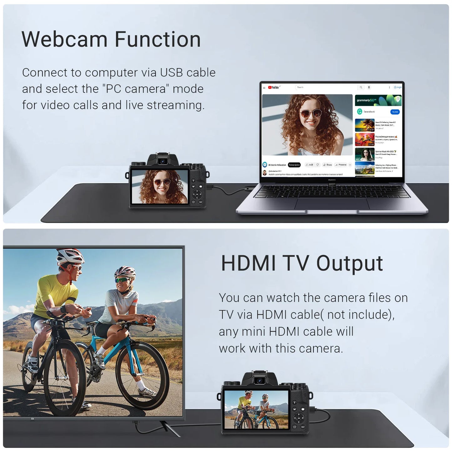 Gavonde 4K 64MP WiFi Vlogging Camera Front and Rear