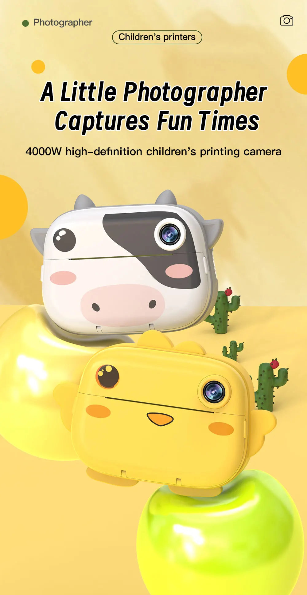 Kids Instant Print Camera 16G 1080P HD Photo Printer Gift