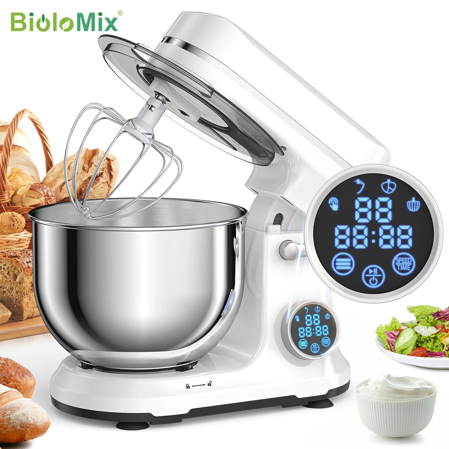 Biolomix Kitchen Stand Mixer 1200W 11 Speed Digital OLED