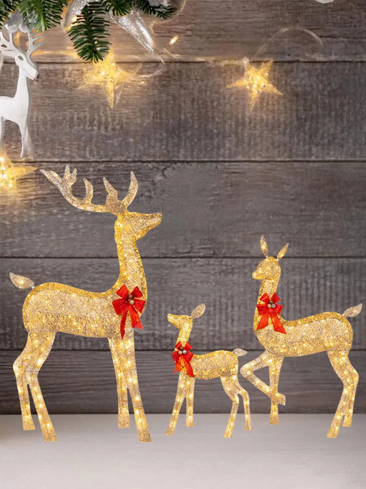 Electronic 3 Piece Christmas Deer Family Decor Lighted Reindeer Set