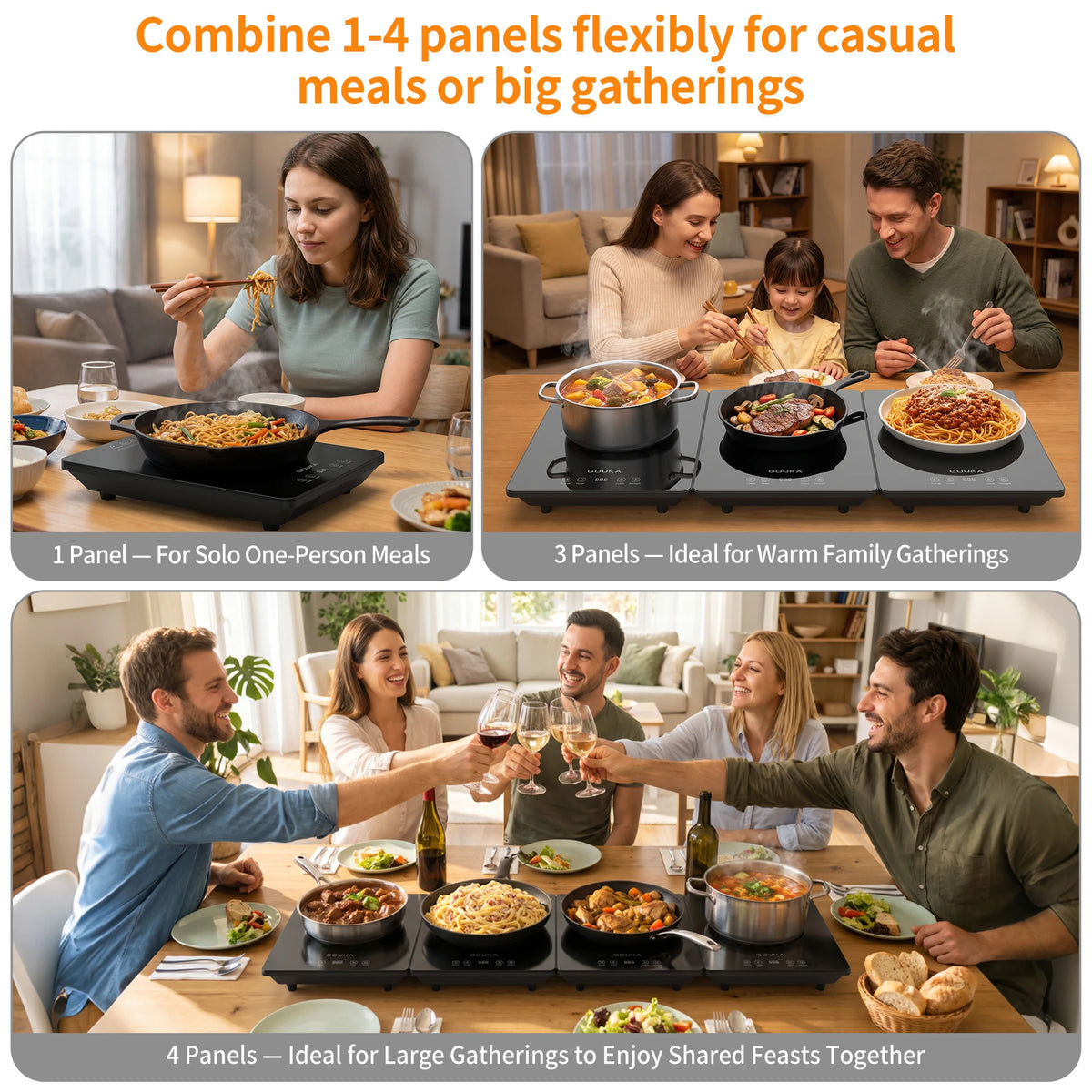 GOUKA Modular Electric Food Warming Tray With Adjustable Temperature Control