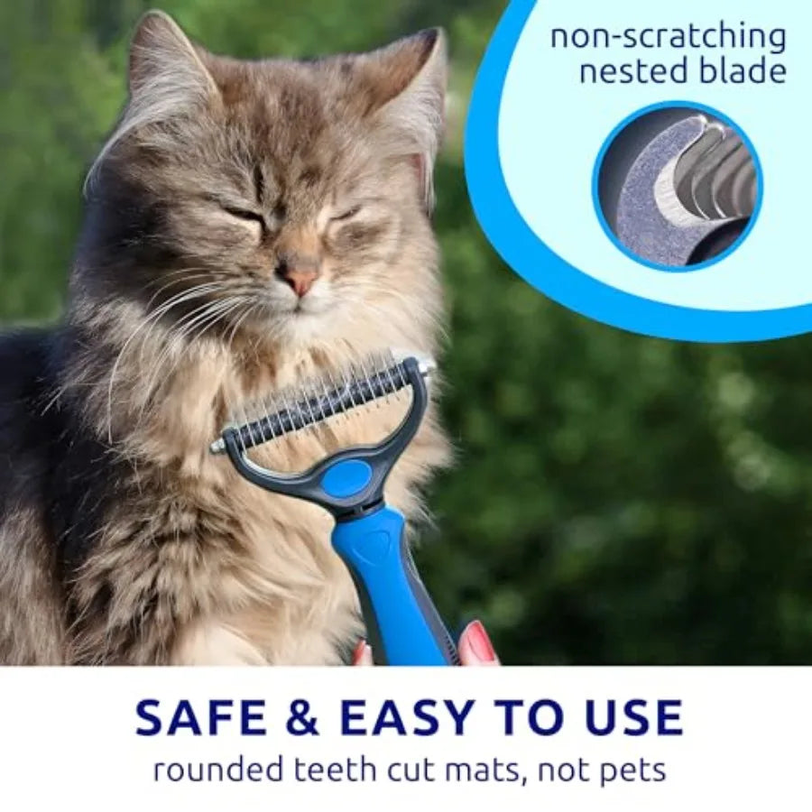 Double-Sided Deshedding Brush for Indoor Cats and Dogs