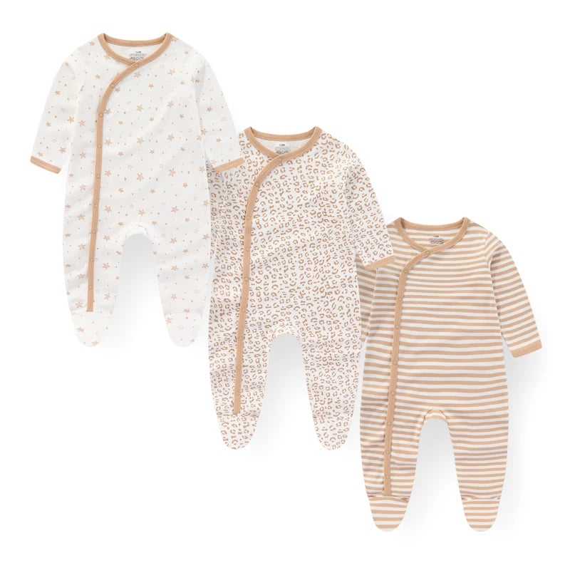 Newborn Baby Cotton Long Sleeve Romper Set Unisex 3 Pack
