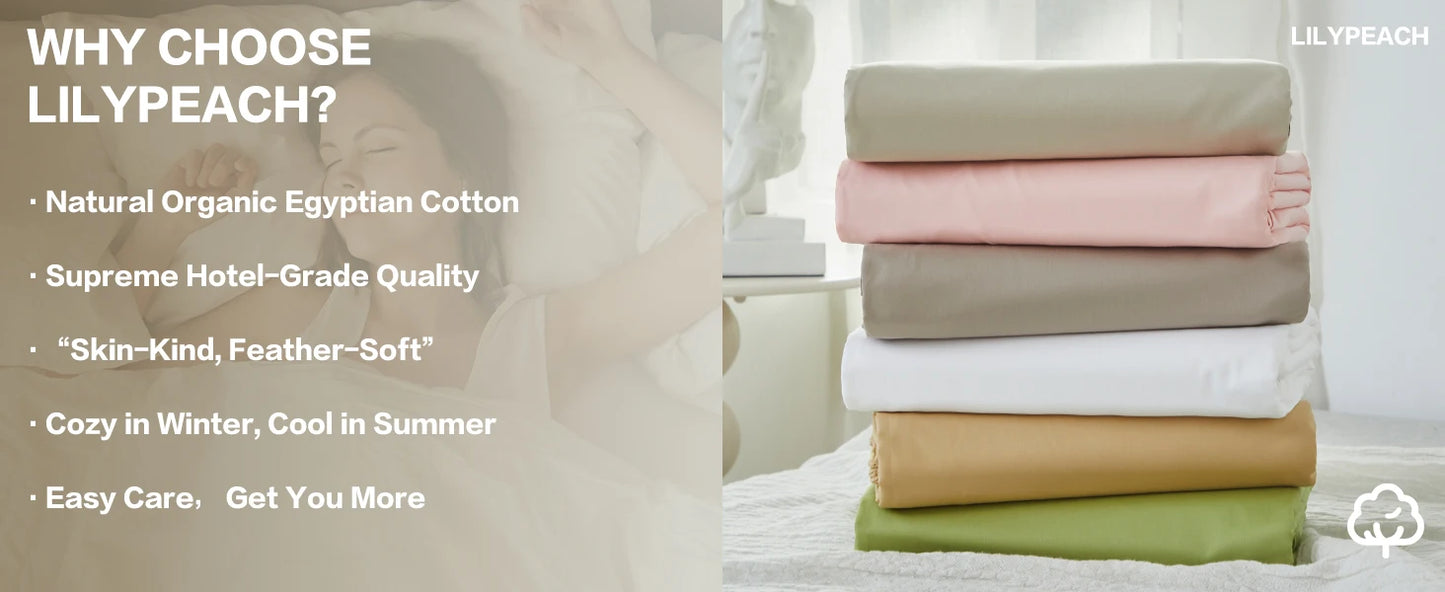 LISSTHERCN Fitted Sheet Set 3 Piece Cotton Bedding