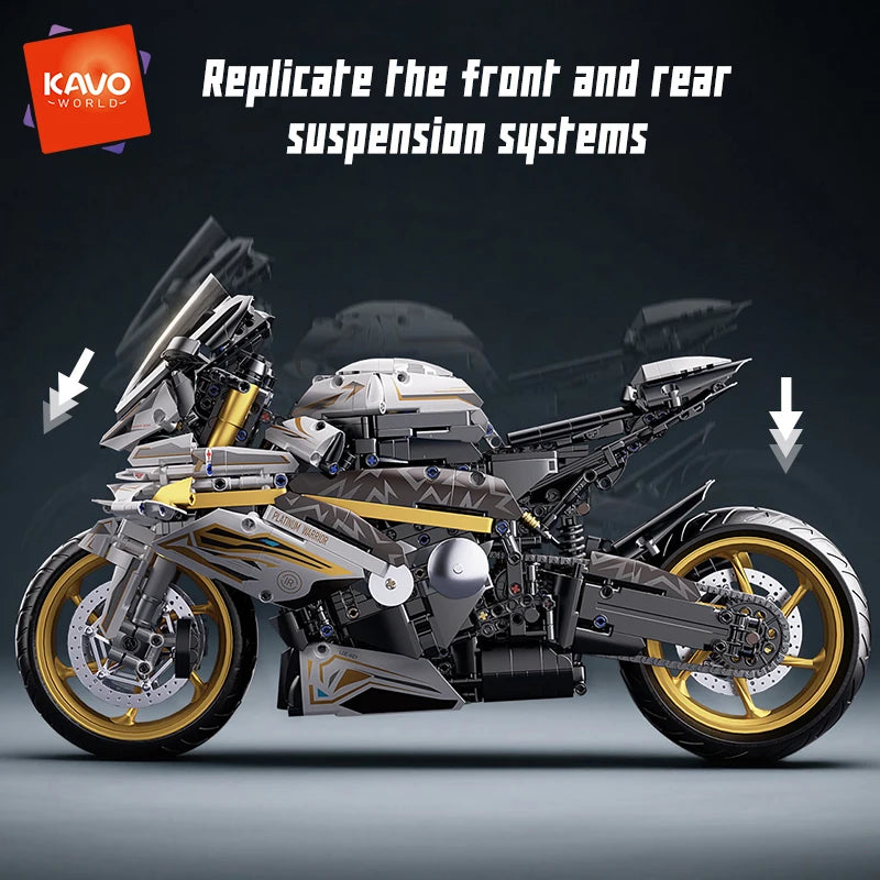 KAVOWORLD 1:5 Motorcycle Desktop Ornament Building Blocks Set