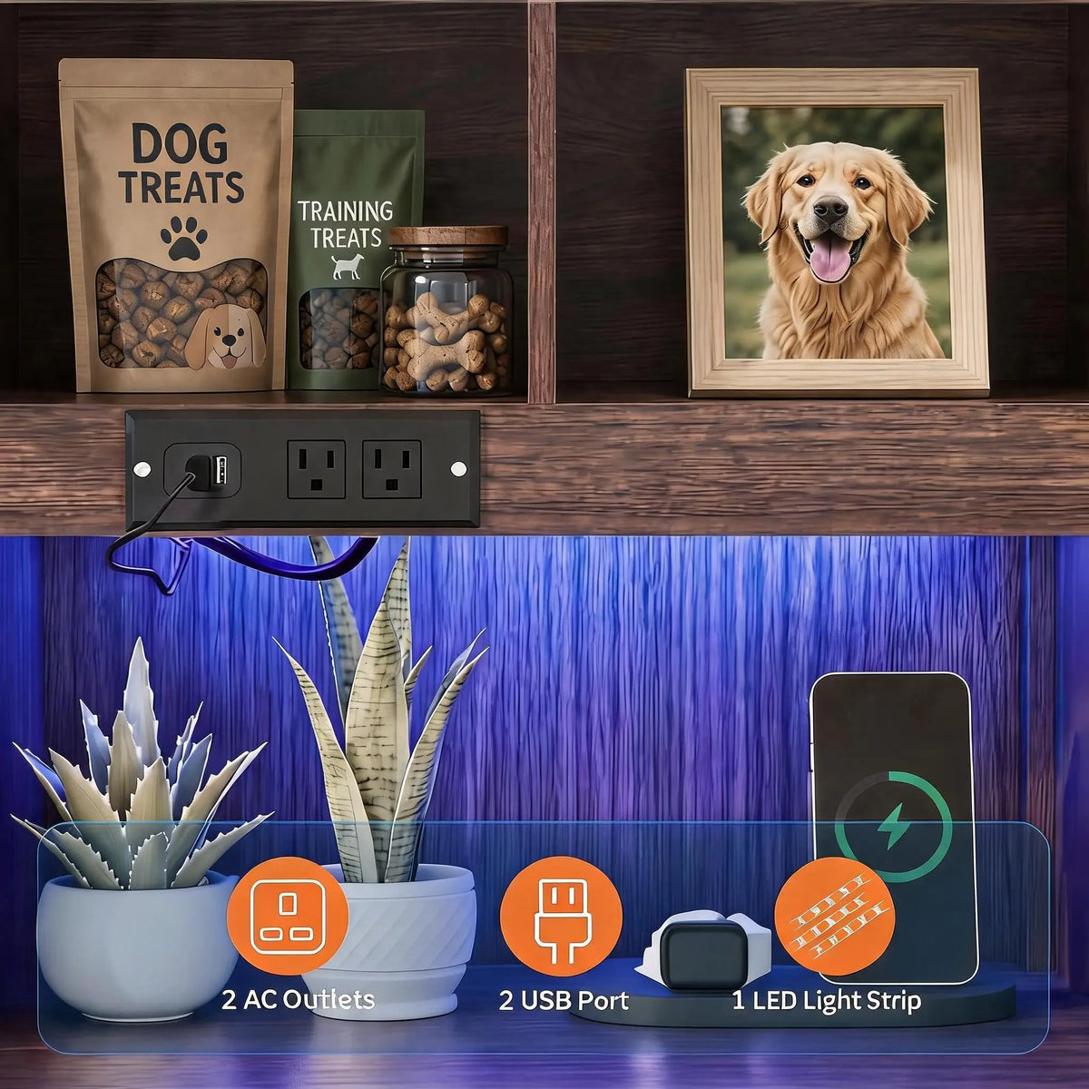 Nightstand with Spacious Kennel for Dogs