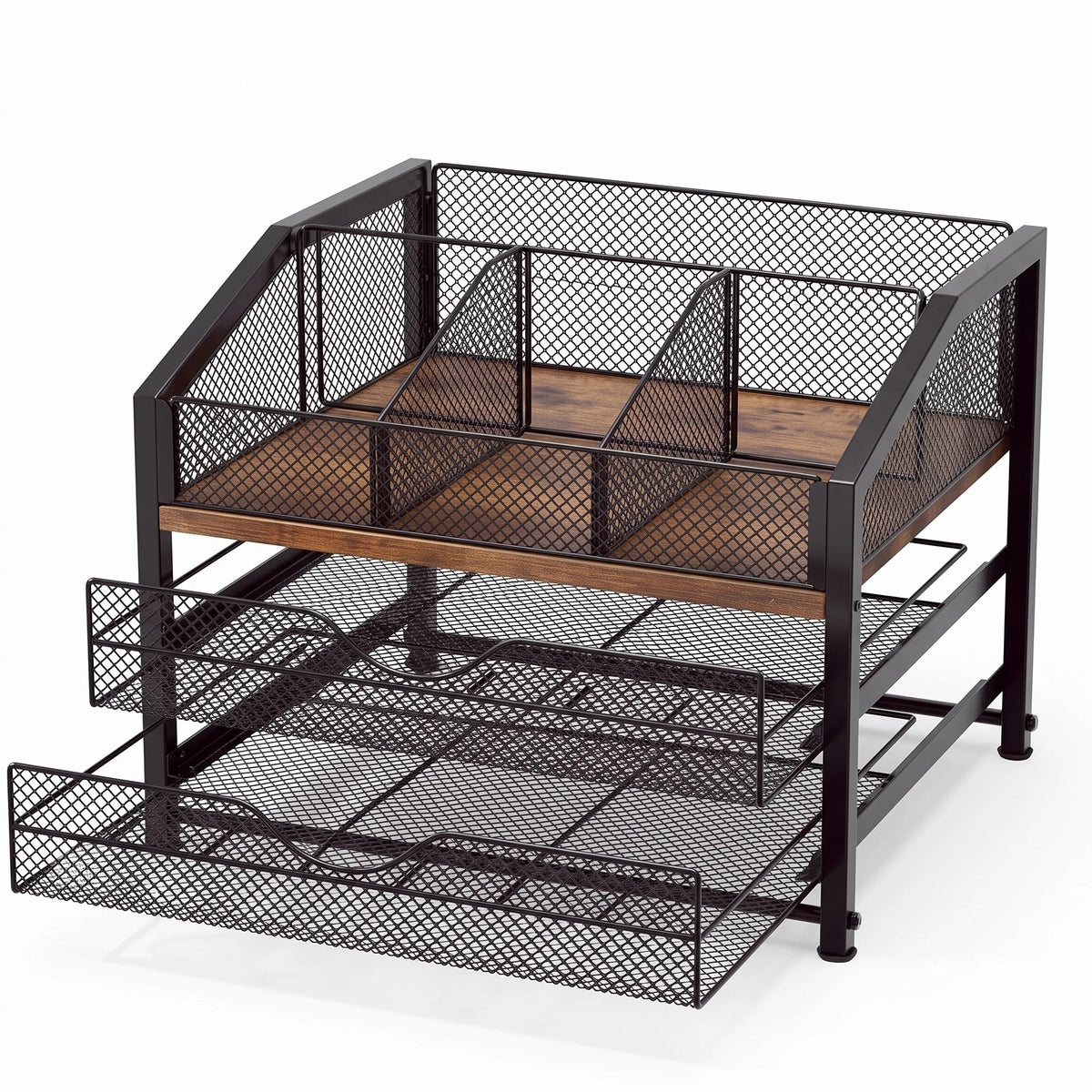 Countertop Coffee Station Organizer with K Cup Pod Storage Basket