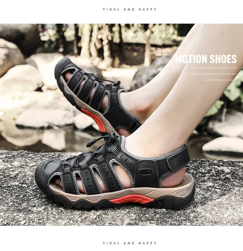 MIXIDELAI Men Sandals Genuine Leather Outdoor Rome Design