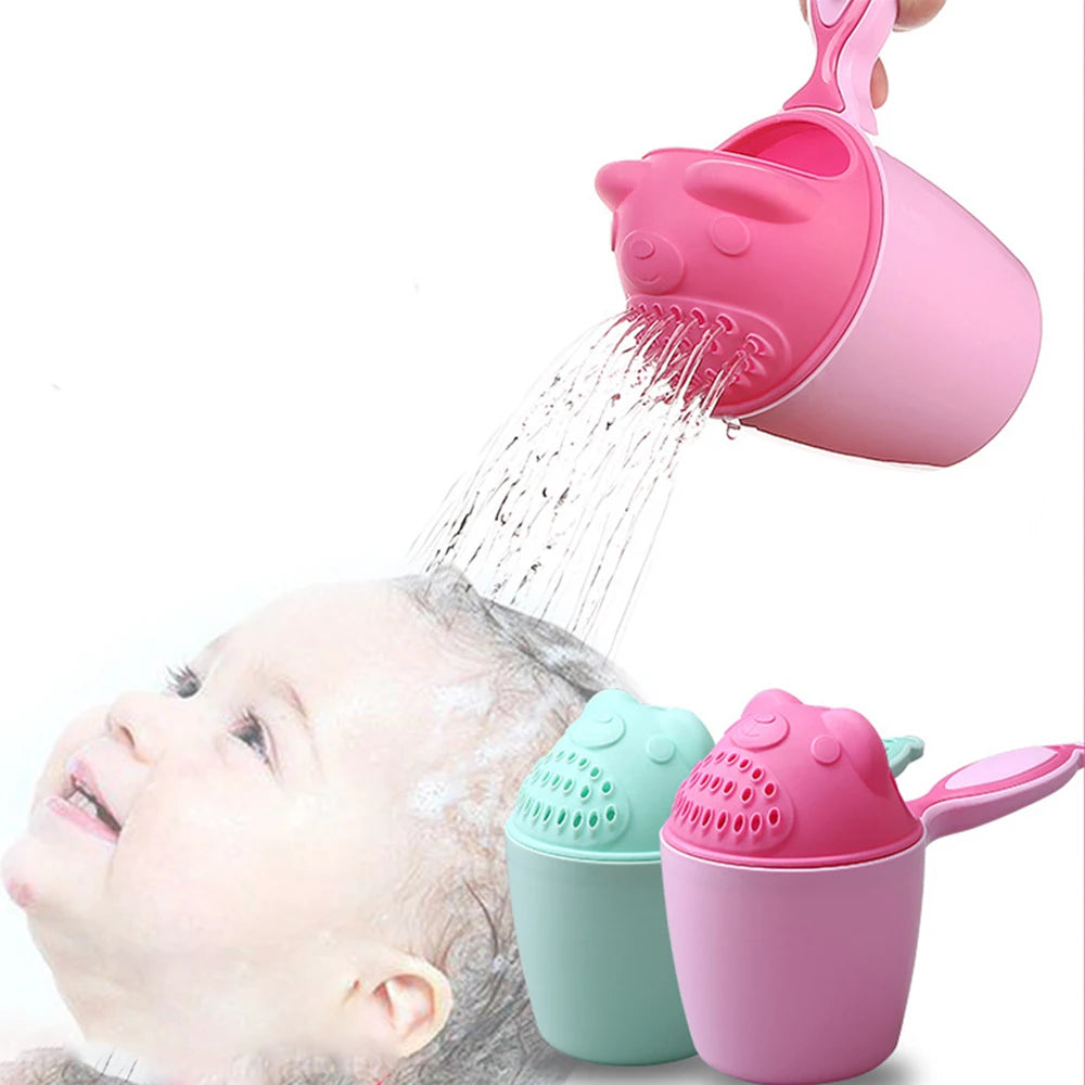SLAIXIU Cute Cartoon Baby Bath Cap And Shampoo Cup