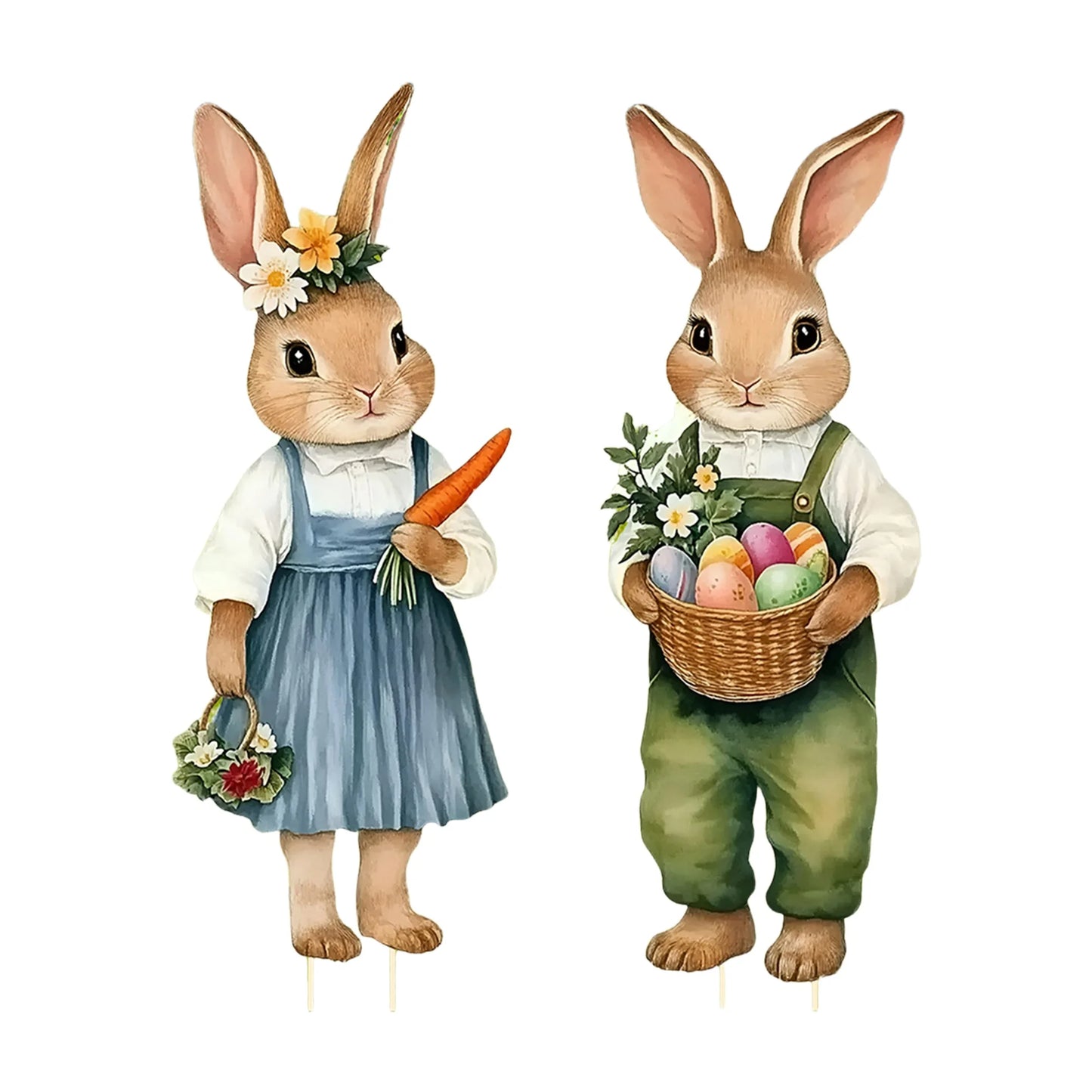 Springtime Bunny Garden Stakes Easter Yard Decor Whimsical Outdoor Signs