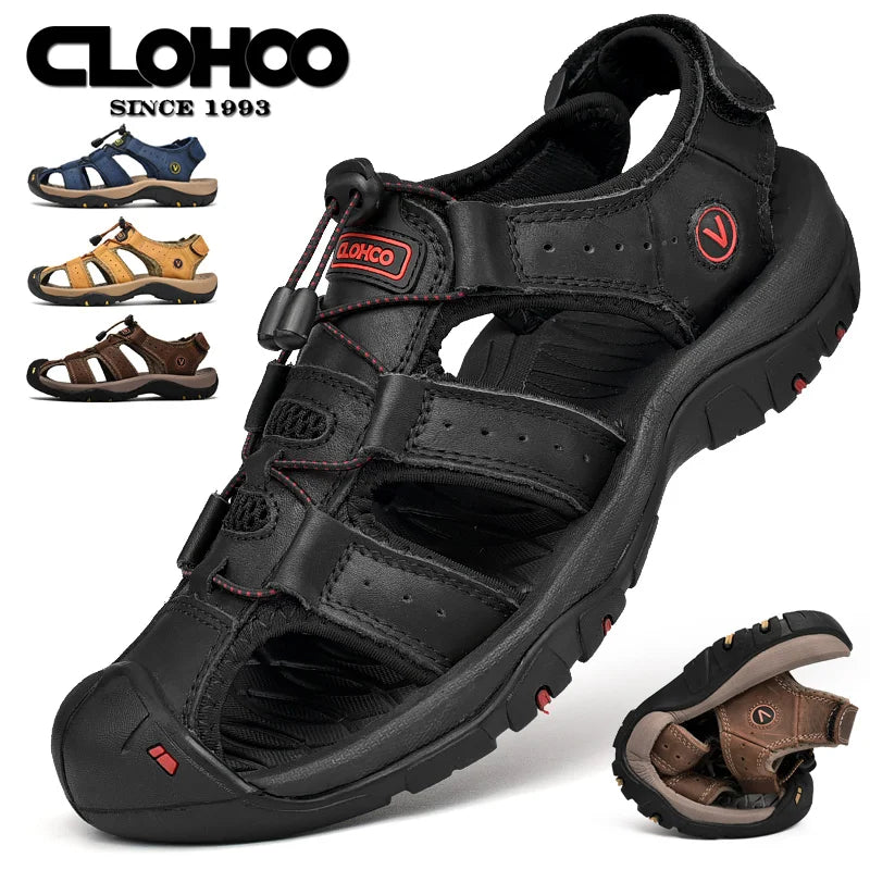 CLOHOO Men's Breathable Beach Sandals Slip On Shoes