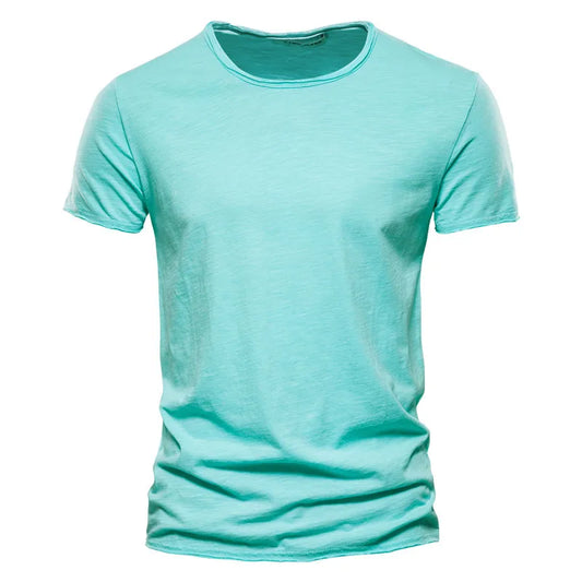 Mens Cotton T Shirt O Neck Short Sleeve Solid Casual Top