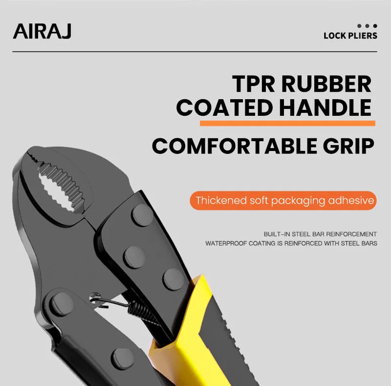 AIRAJ 5 Piece Locking Pliers Set Quick Release Curved Mouth