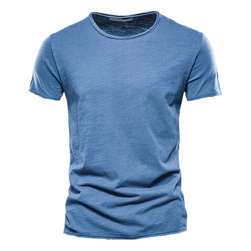 Mens Cotton T Shirt O Neck Short Sleeve Solid Casual Top