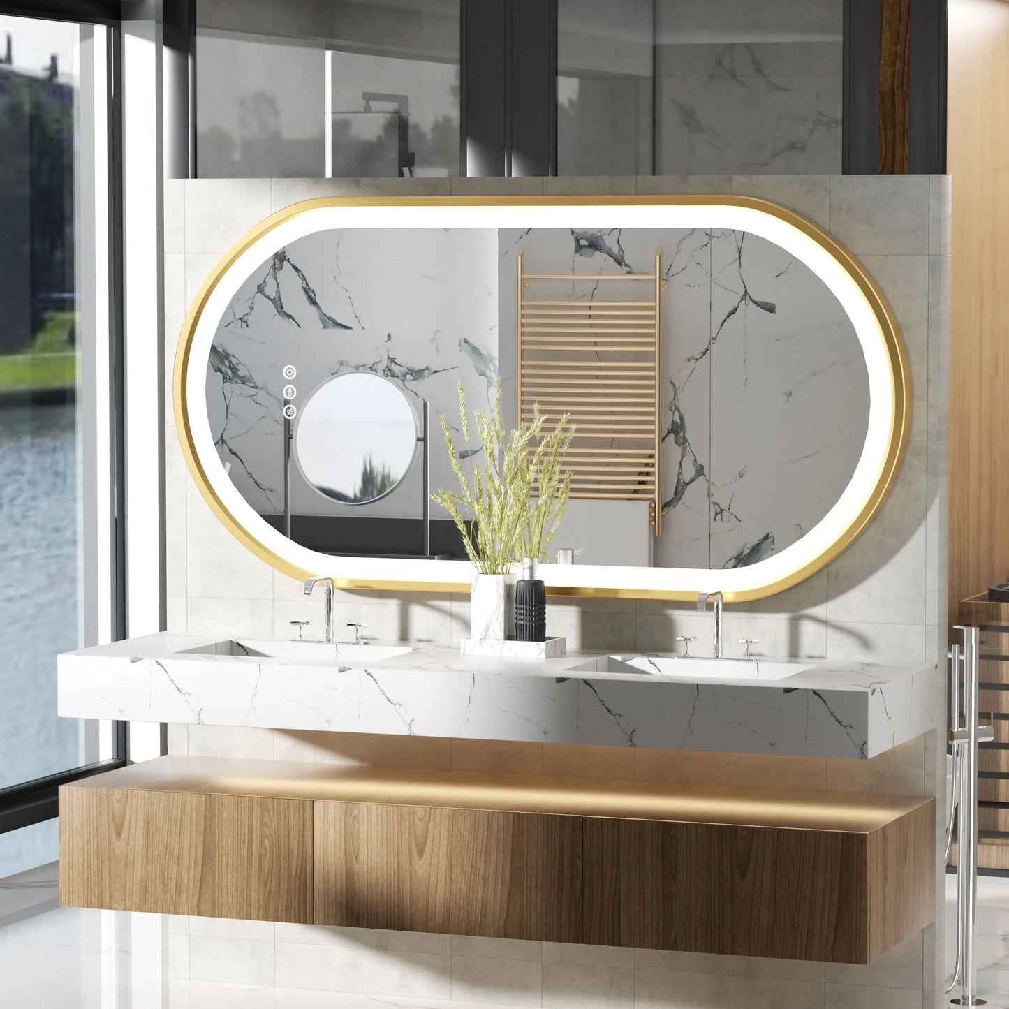 Wisfor Dimmable Led Oval Vanity Mirror Wall Mount Anti Fog