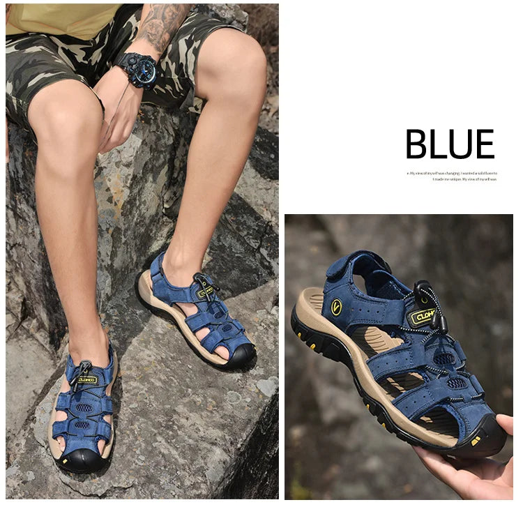 CLOHOO Men's Breathable Beach Sandals Slip On Shoes