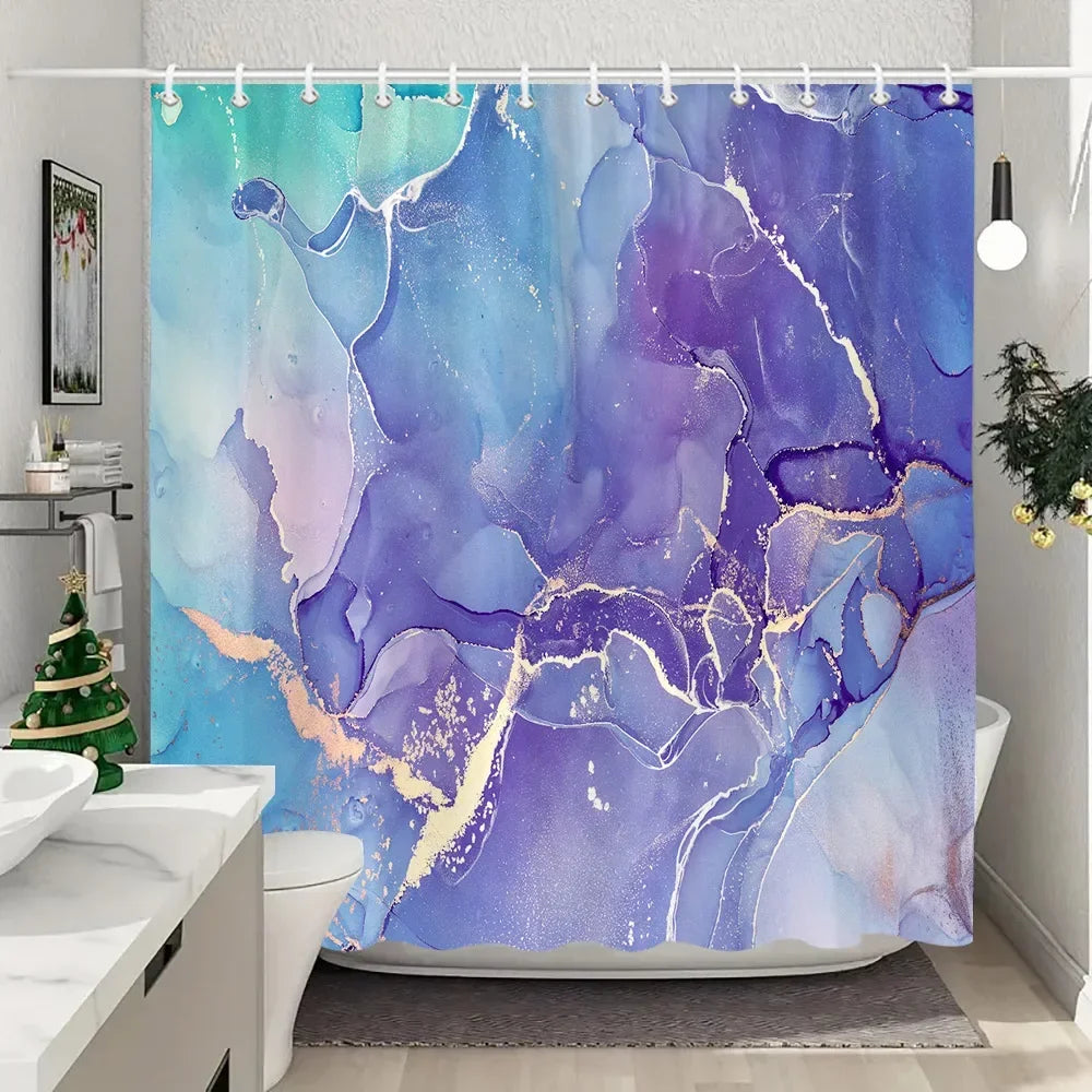 JEJOMEAG Marble Shower Curtain Textured Pattern Polyester Washable
