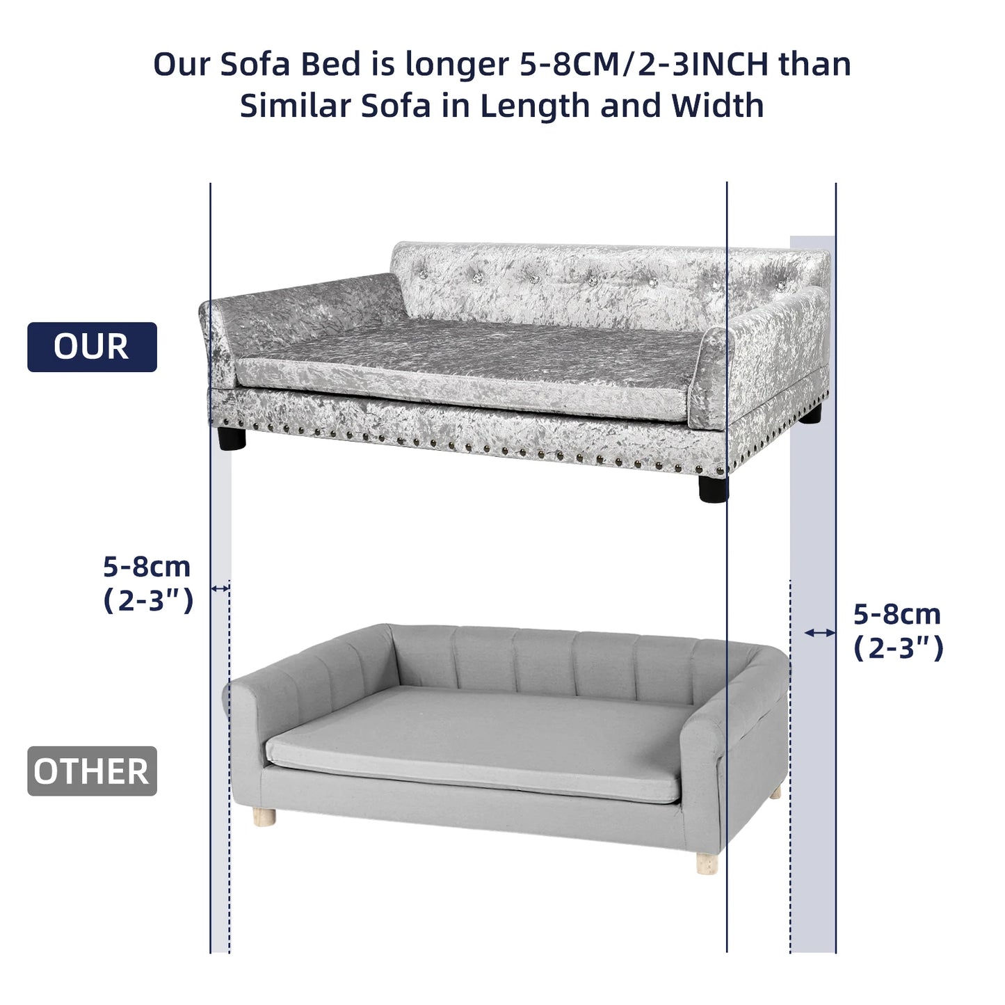 BINGOPAWCN Elevated Dog Bed Sofa Microfiber Leather Lounge