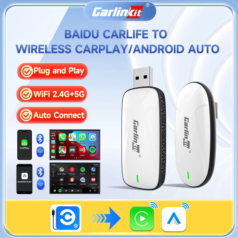 Carlinkit X1CA Baidu Carlife Wireless CarPlay Adapter 2In1