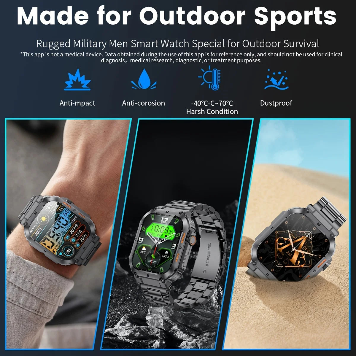 LIGE Outdoor Fitness Smartwatch For Men Blood Oxygen