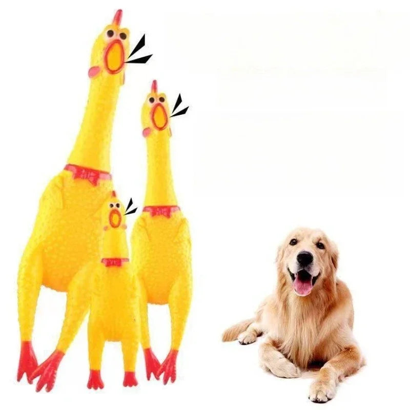 DKSTINYE Squeaky Chicken Dog Toy Rubber Chew Squeaker