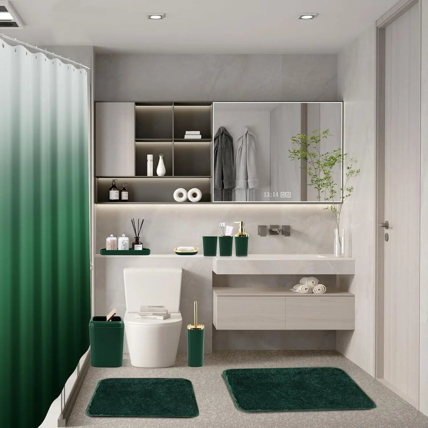 24-Piece Bathroom Set With Shower Curtain And Toilet Brush