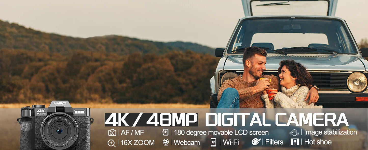 NBD 48MP Digital Camera With WiFi App Control 4K Autofocus